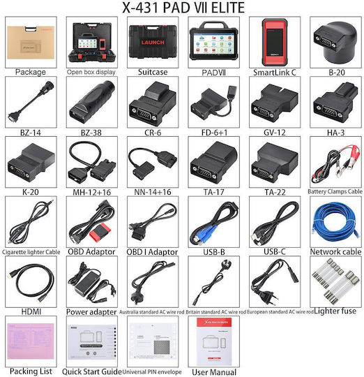 Launch Instrument de diagnosticare auto OBD 2 cu Bluetooth Compatibil cu Android