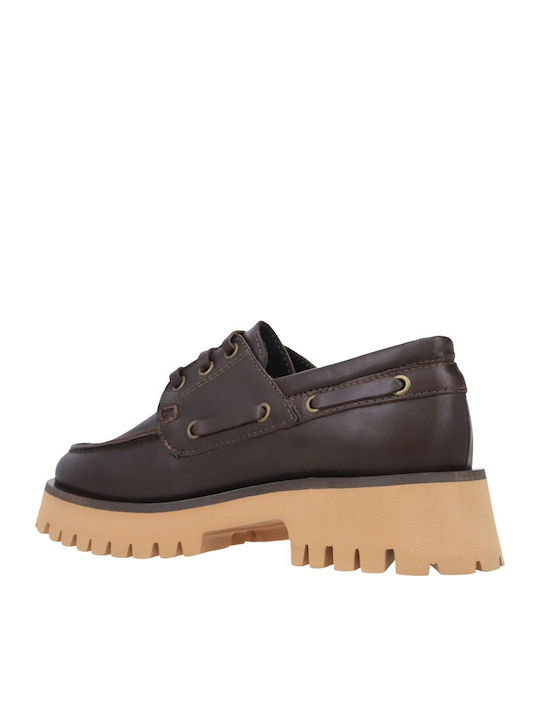 Δερμάτινα Γυναικεία Loafers σε Καφέ Χρώμα