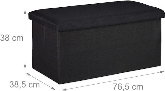 Relaxdays Lemn Cutie de Depozitare cu Capac Negru 38x76.5x38.5cm 1buc