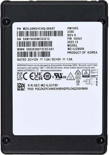Samsung PM1653 SSD 960GB 2.5'' SAS 4.0 Interface Bulk