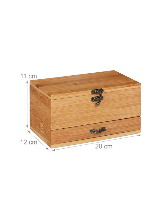 Relaxdays Coș de Depozitare Bambus cu capac Bej 20x12x11cm 1buc