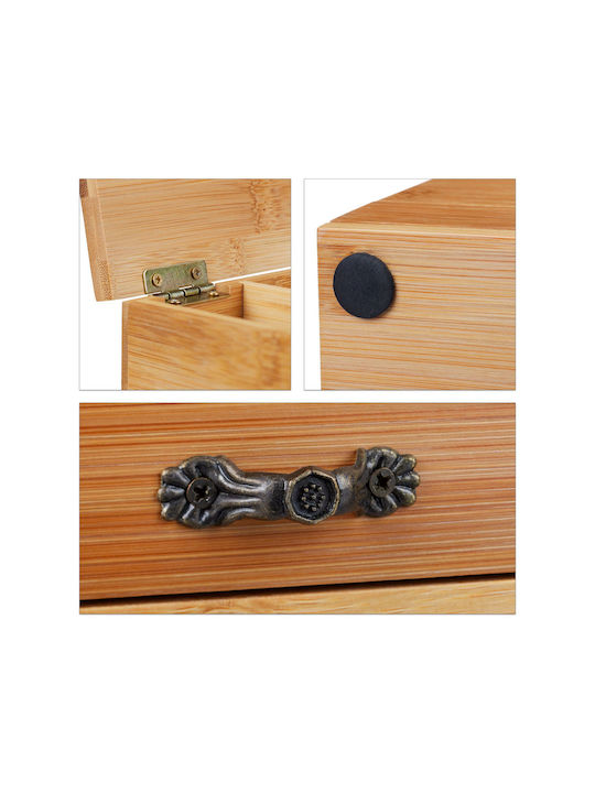 Relaxdays Coș de Depozitare Bambus cu capac Bej 20x12x11cm 1buc
