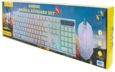 Aoas AOAS Teclado + Mouse Optical Gaming Keyboard Set with RGB lighting & Mouse (English US) White