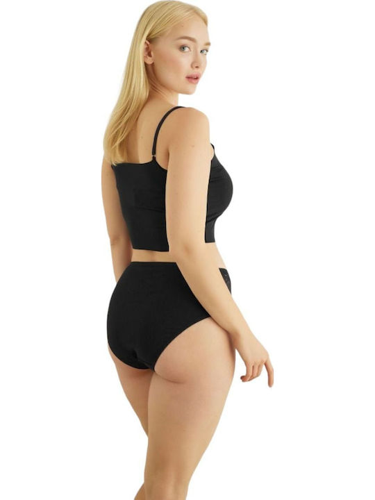 Βαμβακερά Ψηλόμεσα Γυναικεία Slip MultiPack με Δαντέλα Μαύρο