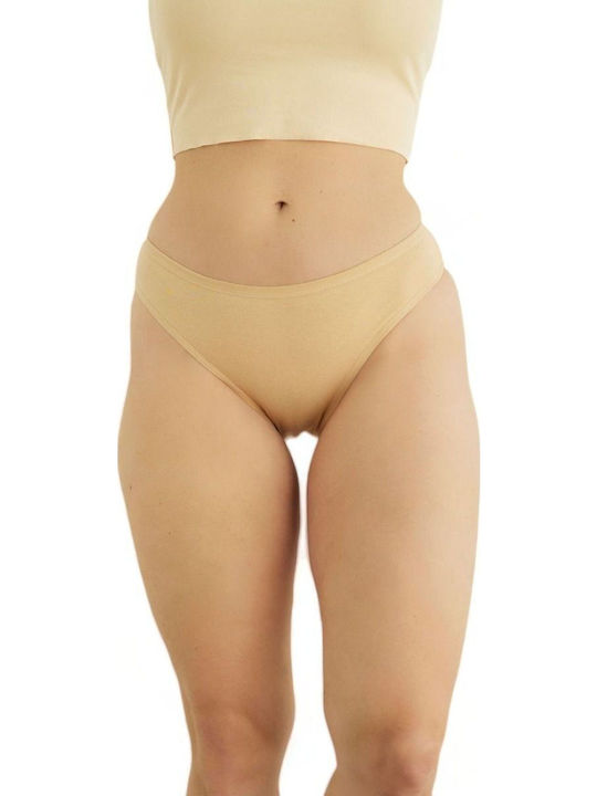 Aurelia Βαμβακερά Ψηλόμεσα Γυναικεία Slip MultiPack Beige
