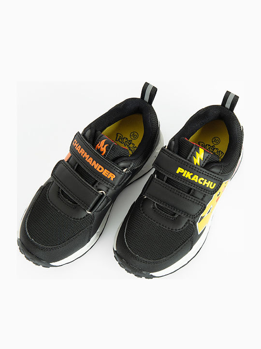 Pokemon Παιδικά Sneakers με Σκρατς & Φωτάκια Μαύρα