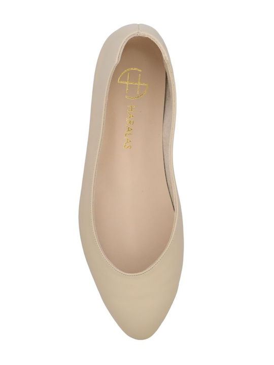 Leather Ballerinas Beige