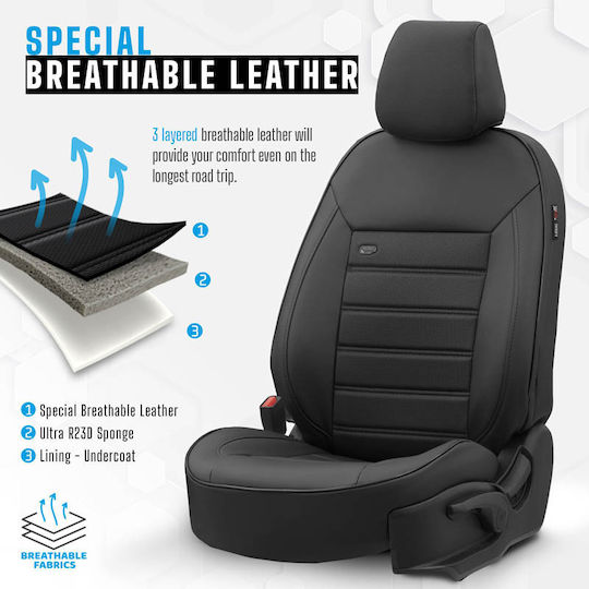 Auto Gs Car Cover Set 11pcs Leatherette Black