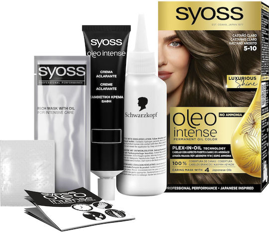 Syoss Oleo Intense Vopsea de Păr Fără Amoniac 5-10 Castaniu Deschis 50ml