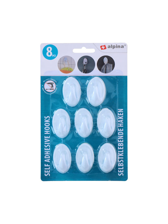 Wall Hanger Hooks Plastic White 8 Pieces