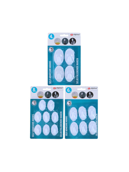 Wall Hanger Hooks Plastic White 8 Pieces