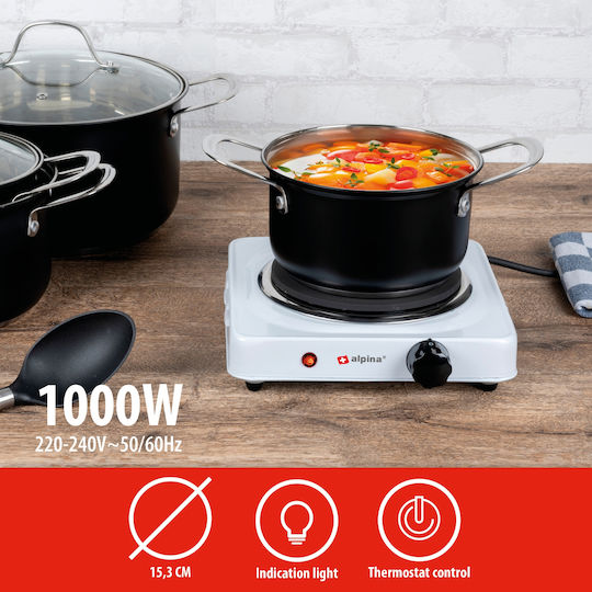 Alpina Countertop Burner Emaille Single Weiß