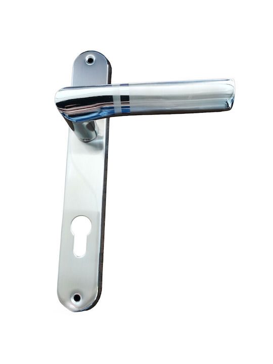 Door Handle Lever Front Door Plate Right Irida Matte Chrome