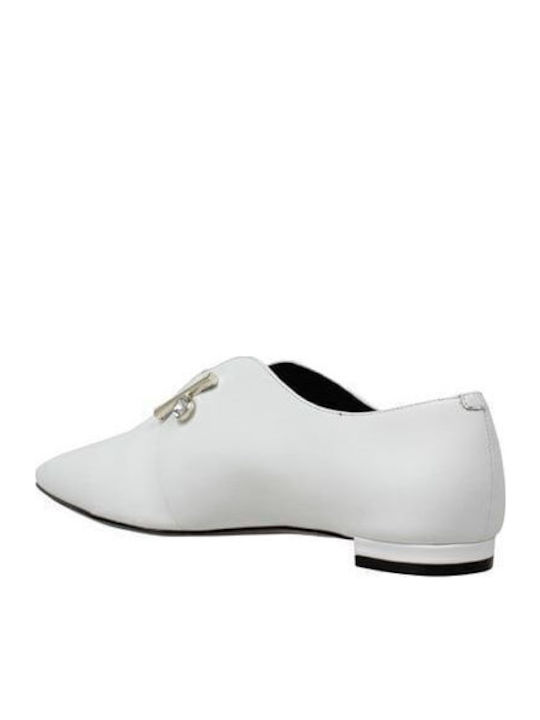 Δερμάτινα Γυναικεία Loafers σε Λευκό Χρώμα