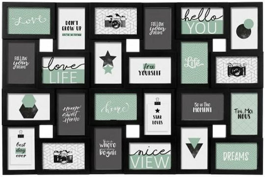 Multi Wall-Mounted Picture Frame 24 Photos Black Plastic Multi Wall-Mounted Picture Frame 24 Photos Black Plastic