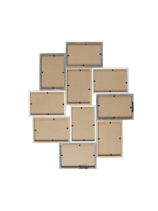 Multi Wall-Mounted Picture Frame 10 Photos Plastic With Brown Frame