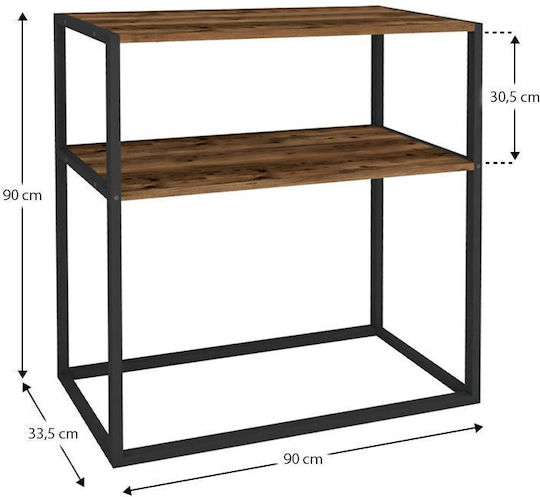 Castel Wooden Console Table Black / Smoked Walnut L90xW33.5xH90cm