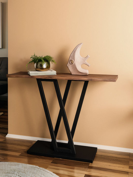 Wirmo Wooden Console Walnut Black L110xW30xH80cm