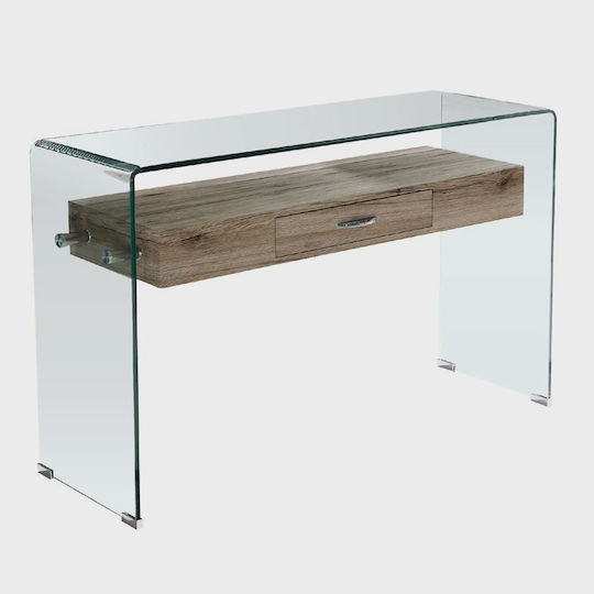 Glasser Wood Κονσόλα από Ξύλο & Γυαλί Δρυς Μ120xΠ40xΥ75εκ.