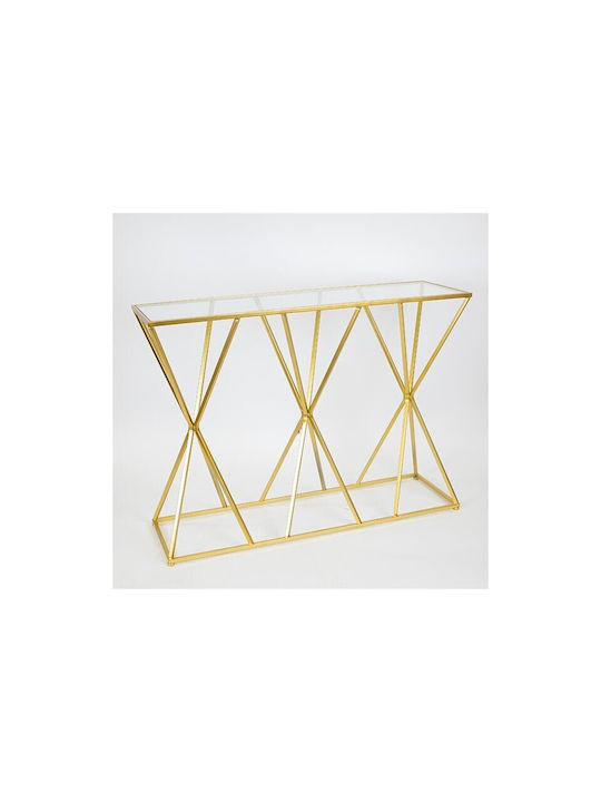 Estheti Home Metal Console Table with Glass Surface 107x32x78cm 750-27012