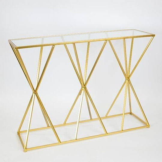 Estheti Home Конзолна Маса Метална Златиста Стъклен Плот 107x32x78cm 750-27012