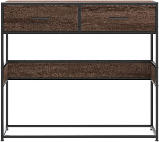 Конзолна маса от Дърво & Метал Кафяв дъб Д90xШ35xВ80cm