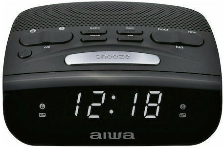 Aiwa Επιτραπέζιο Ψηφιακό Ρολόι LED με Ξυπνητήρι & Ραδιόφωνο Μαύρο CR-15
