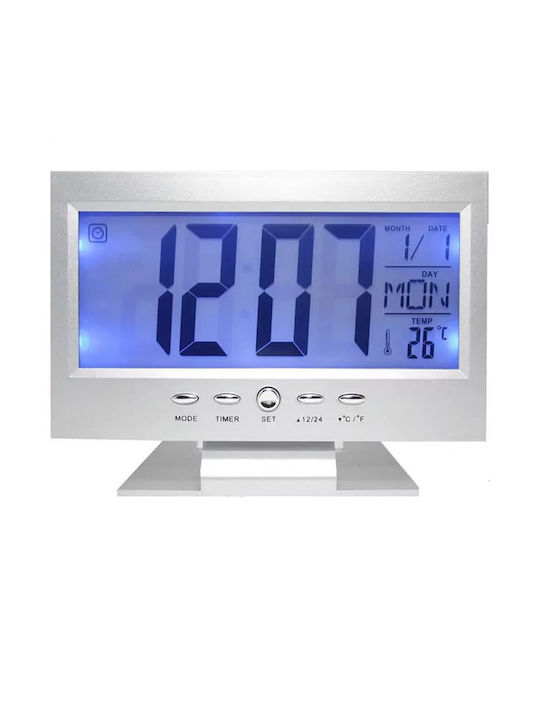 Επιτραπέζιο Ψηφιακό Ρολόι Ασημί 980824_s