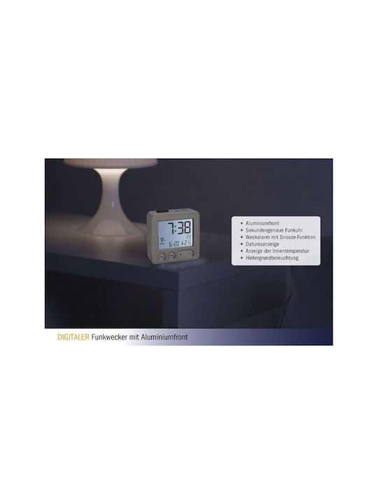 TFA Ceas Digital de Masă cu Alarmă Silver/White 60.2545.54