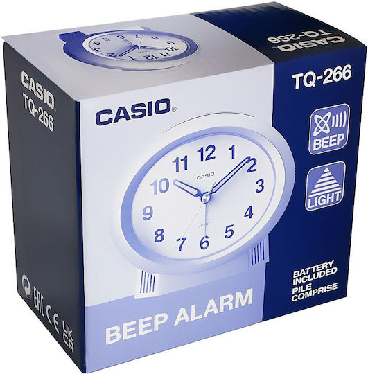 Casio Επιτραπέζιο Ρολόι LED Πλαστικό με Ξυπνητήρι Μπλε TQ-266-2EF