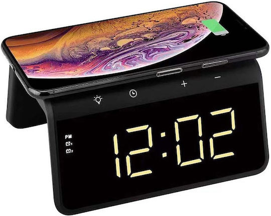Havit Ceas De Masă Digital Led Din Plastic Cu Încărcare Wireless Negru