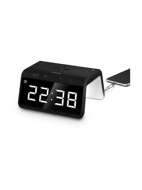 Sencor Sencor Tabletop Digital Clock with Alarm Clock and Wireless Charging Black and Wireless Charging FT0376