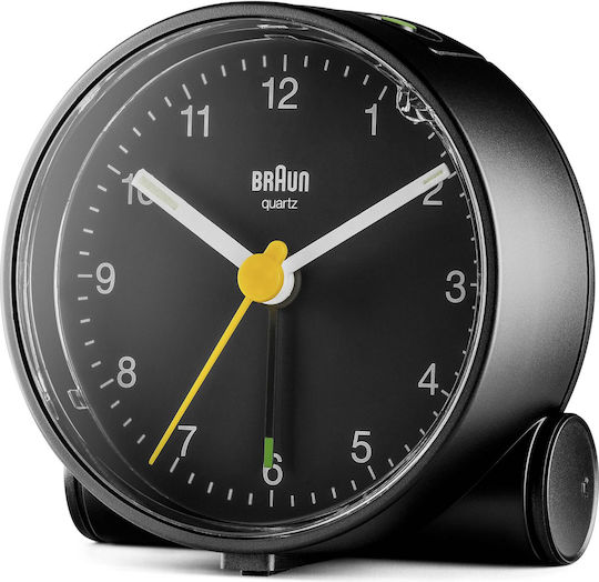 Braun BC 01 Αθόρυβο Επιτραπέζιο Ρολόι με Δείκτες με Ξυπνητήρι Μαύρο BC01B