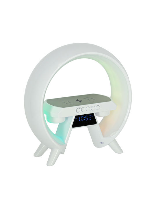 ikonka Ceas Digital de Masă cu Alarmă, Radio și Încărcare Wireless Alb KX3384