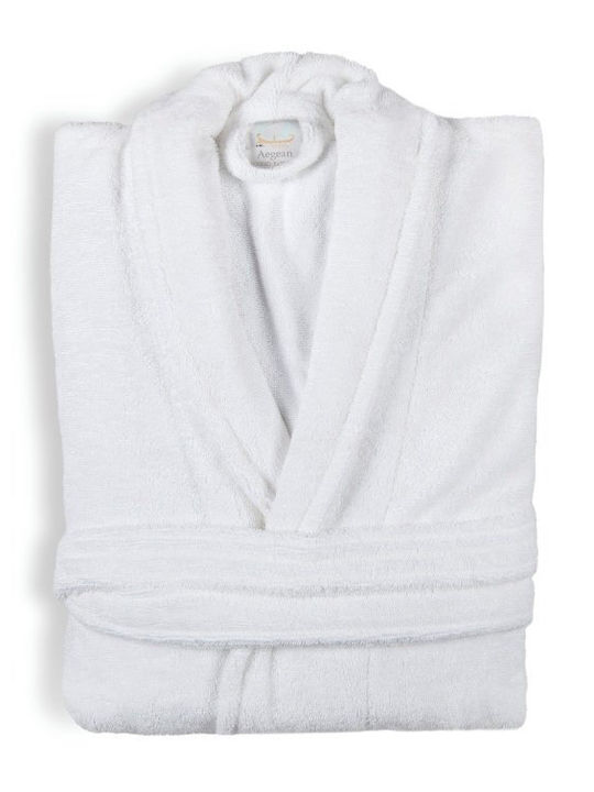 Aigaion Nua Cotton Halat de baie cu Guler Alb 320gr/m²