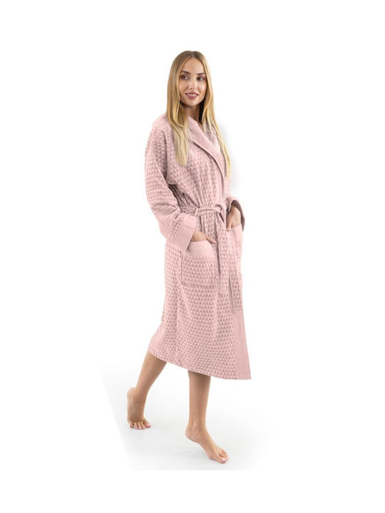 Guy Laroche Tokyo Bathrobe with Hood Dusty Pink