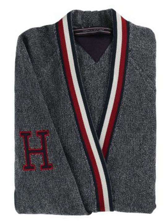 Tommy Hilfiger Teddy Μπουρνούζι με Γιακά Γκρι/μπλε