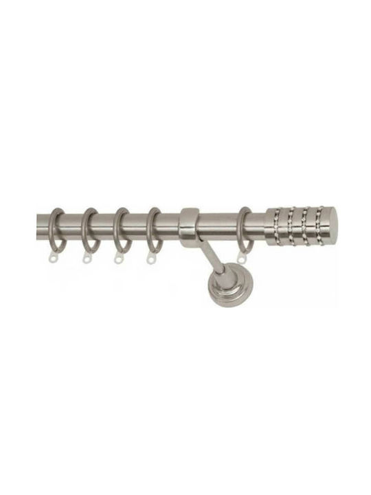 Import Hellas Extendable Metallic Curtain Pole No2 Single Φ25mm 140-250cm Nickel Matte