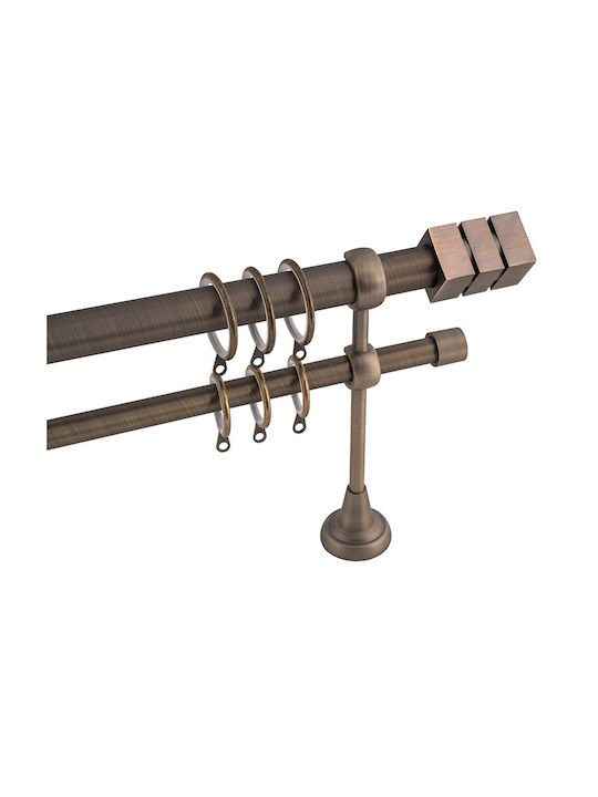 Frans Extendable Metallic Curtain Pole A2 Double with Rod Φ25mm 140-250cm Antique
