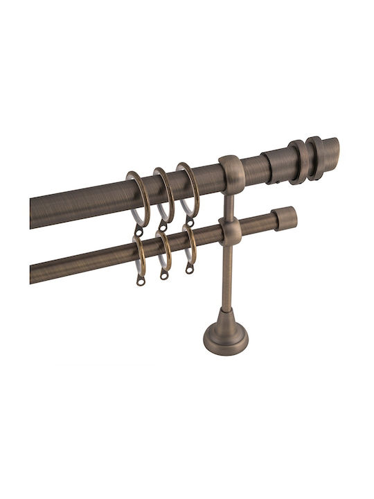 Frans Extendable Metallic Curtain Pole A1 Double with Rod Φ25mm 140-250cm Antique