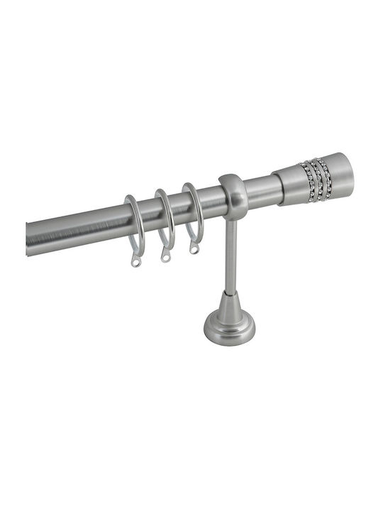 Frans Extendable Metallic Curtain Pole A4 Single Φ25mm 140-250cm Nickel Matt / Swarowski Crystal