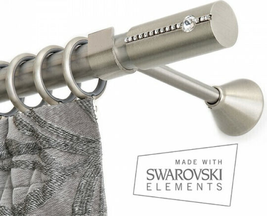 Anartisi Metallisch Vorhangstange Bianco Strass Einfach Φ25mm 200cm Nickel Satin