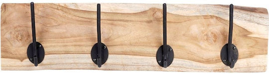 Antique Metal Wall Hanger 4 Hooks Beige 50x7x15cm