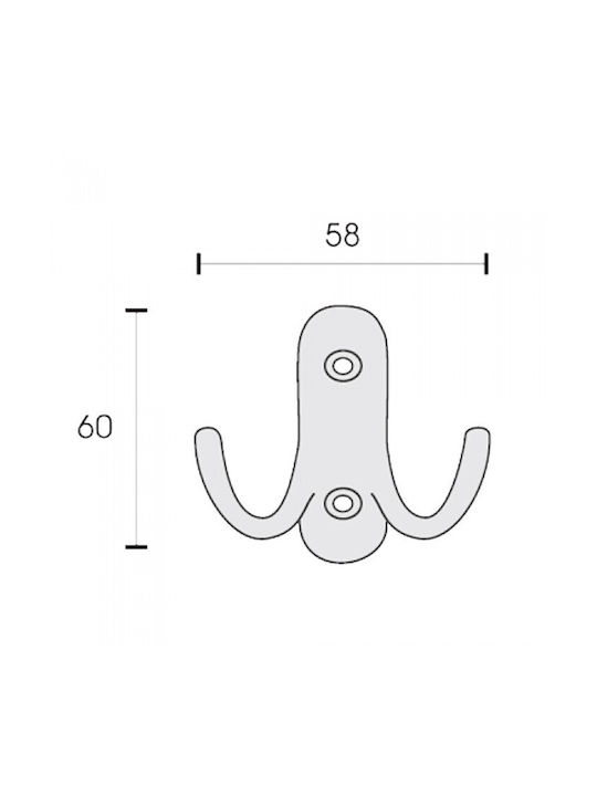 Conset Wall Hanger C547 Metal 2 Hooks Black Matte 5.8x5.9cm