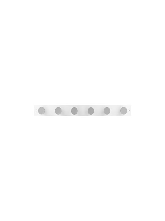 Estia Wooden Wall Hanger 6 Hooks White 60x6x6cm