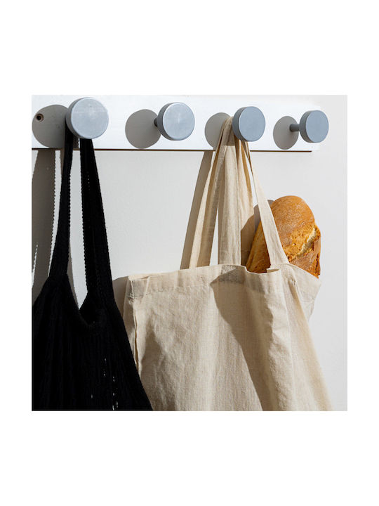 Estia Wooden Wall Hanger 6 Hooks White 60x6x6cm