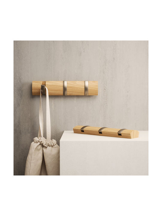 Umbra Agățătoare De Perete Din Lemn Cu 3 Compartimente Bej 30x6cm