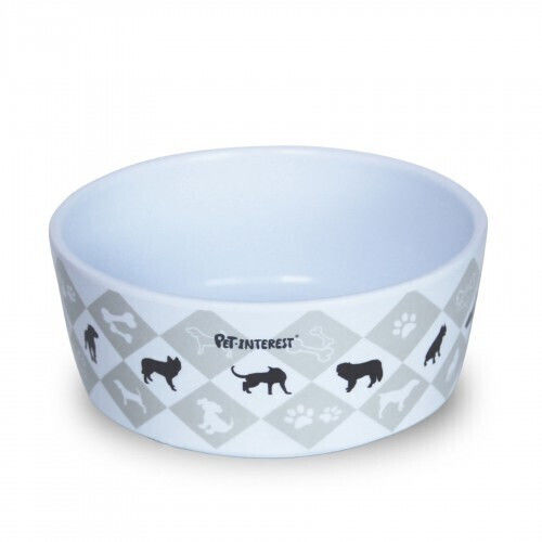 Pet Interest Deluxe Large Plastic Bowl Food & Water for Dog & Cat 2x 900ml in White Color