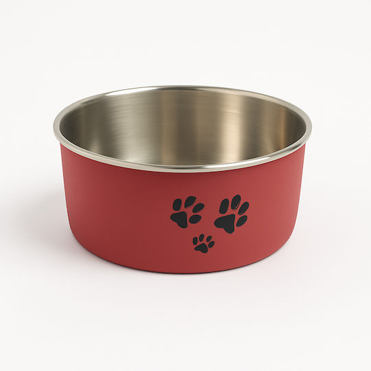 Edelstahl Schalen Futter & Wasser für Hund & Katze 2x 1.6lt 18cm in Rot Farbe