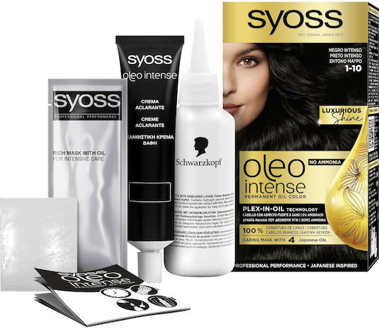 Syoss Oleo Intense Βαφή Μαλλιών Χωρίς Αμμωνία 1-10 Εντονο Μαύρο 50ml